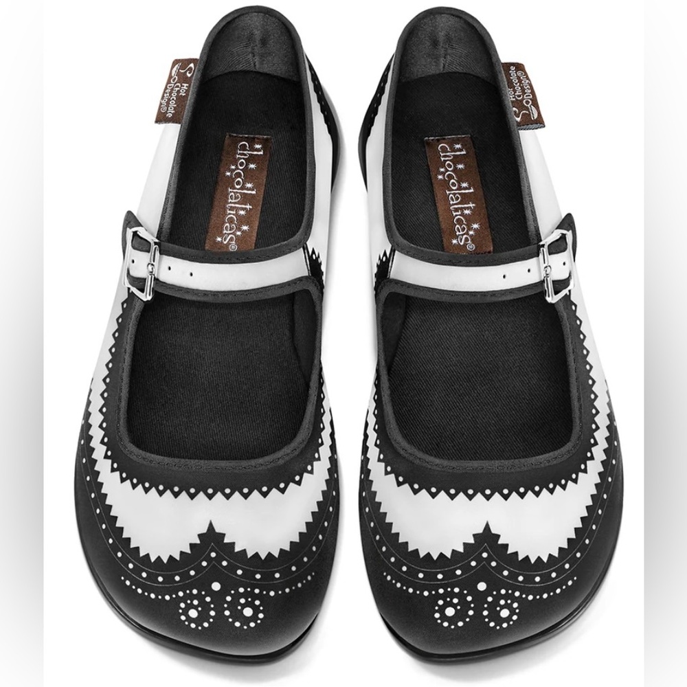 NWOT Hot Chocolate Design Mary Jane Flats 🖤 Quirky Retro Whimsy Goth Alt SZ 7/37
